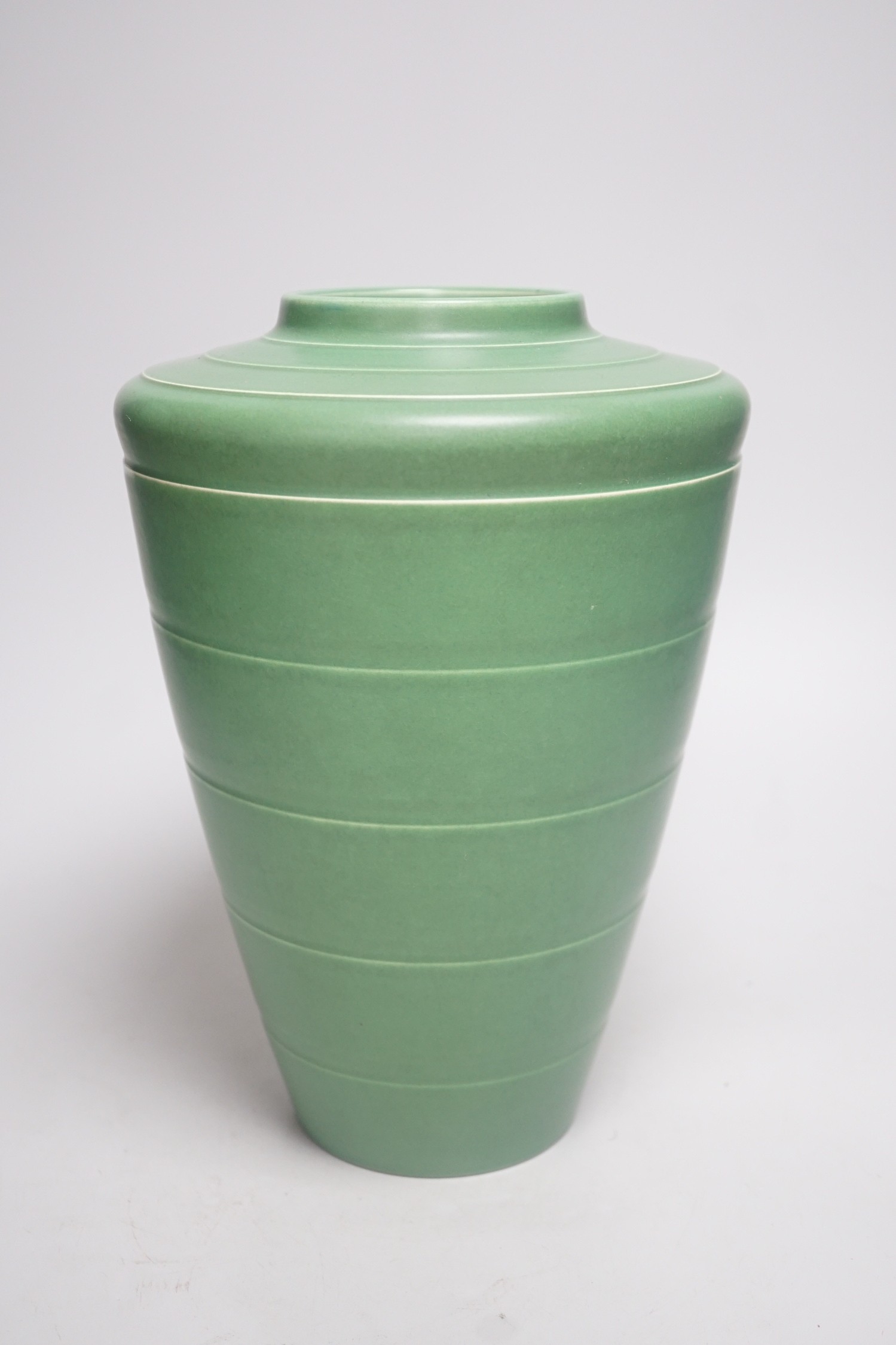 A Keith Murray for Wedgwood green monochromed shoulder vase, 28cm